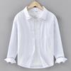 New Spring and Summer Cotton and Linen Long-sleeved Shirt Men's Solid Color Simple Loose Versatile Casual Shirt Linen