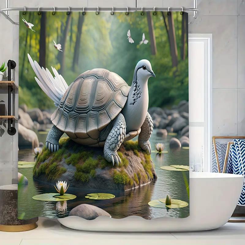

Роскошная 3D-печатная шторка для душа с изображением черепахи и голубя, водонепроницаемый декор для ванной комнаты, доступен индивидуальный размер, в черном, белом, красном, зеленом цветах. 90x180cm