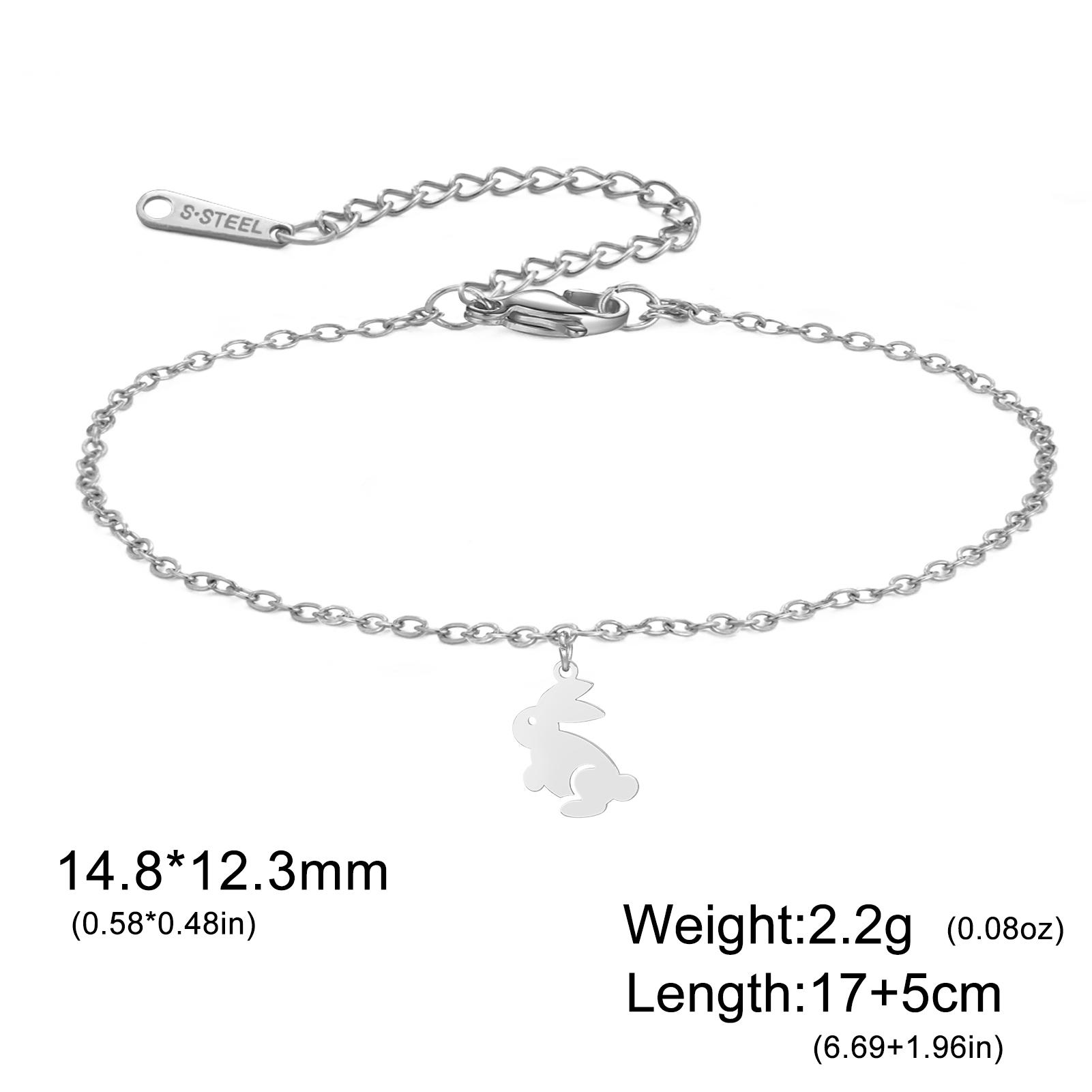 

Teamer Rabbit Bunny Charms Bracelets Stainless Steel Pendant Double Layer Beads Chain For Woman Girls Jewelry Birthday Gift 2026 17-22CM