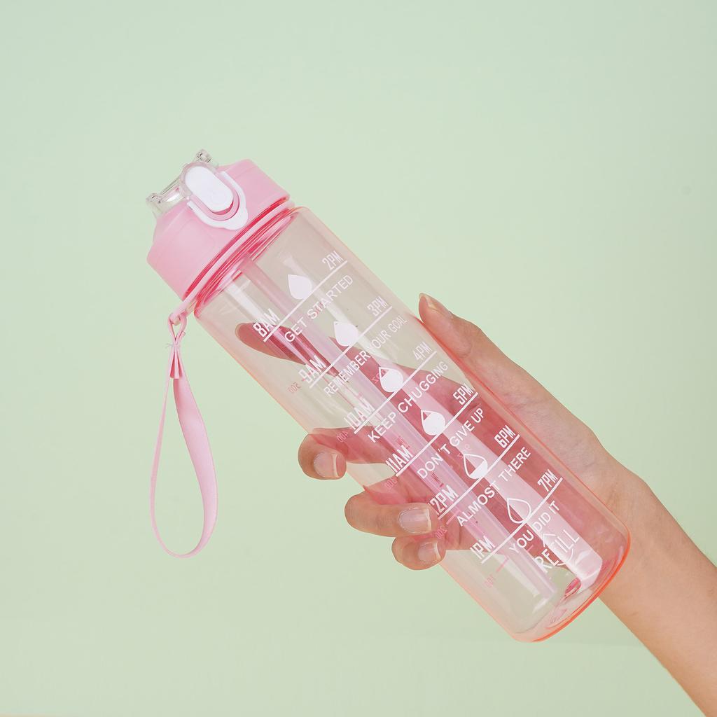 Summer Large-capacity Water Cup Outdoor Sports Cup Gradual Change Color Straw Cup Portable Plastic Cup Leak-proof and Drop-resistant Kettle