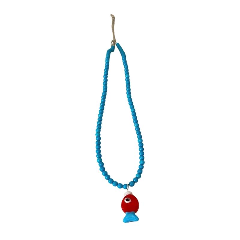 Vibrant Mushroom/Fish Beaded Necklace Casual Party Wear Clavicle Chain Stylish Accessory For Teens Ladies