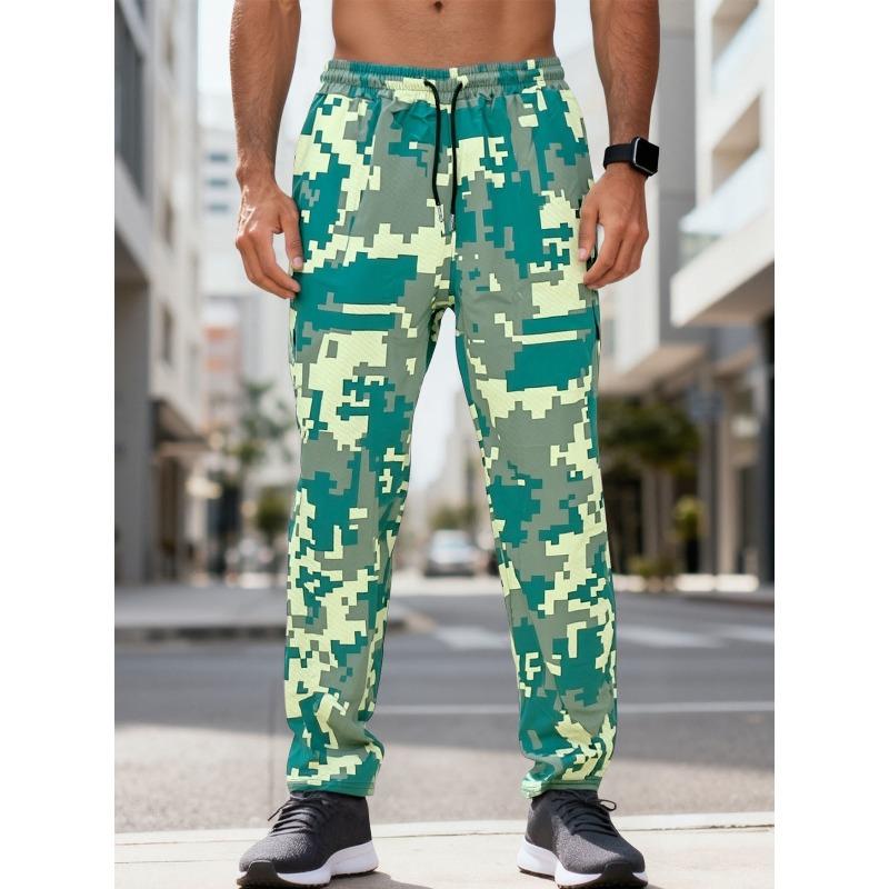 Autumn and winter camouflage printed trousers woven pockets loose casual sports jogging pants