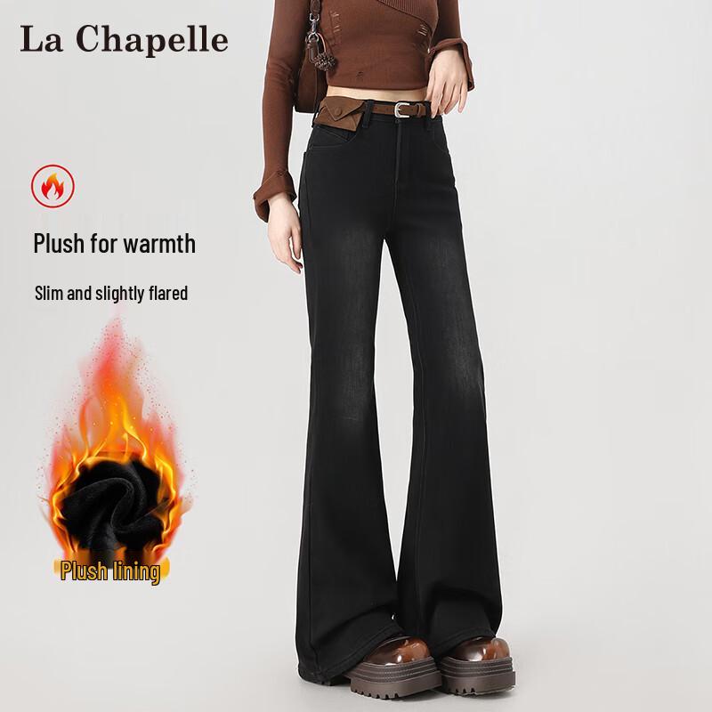 

La Chapelle Women s High-Waist Fleece-Lined Flared Jeans M