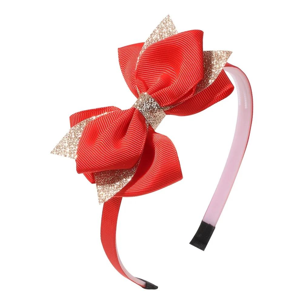 Niedliches Schleifen-Haarband Mädchen Handgemachtes Schleifen-Haarband Kopfschmuck Cartoon Schleife Haarreif Kinder Haarschmuck Glitzer Geschenke