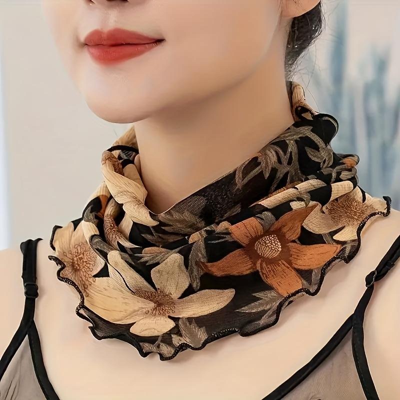 Faux Pearl Pendant Yarn Scarf Fashion Neck Protection Mesh Scarf Elastic Pullover Breathable Neck Scarf For Women