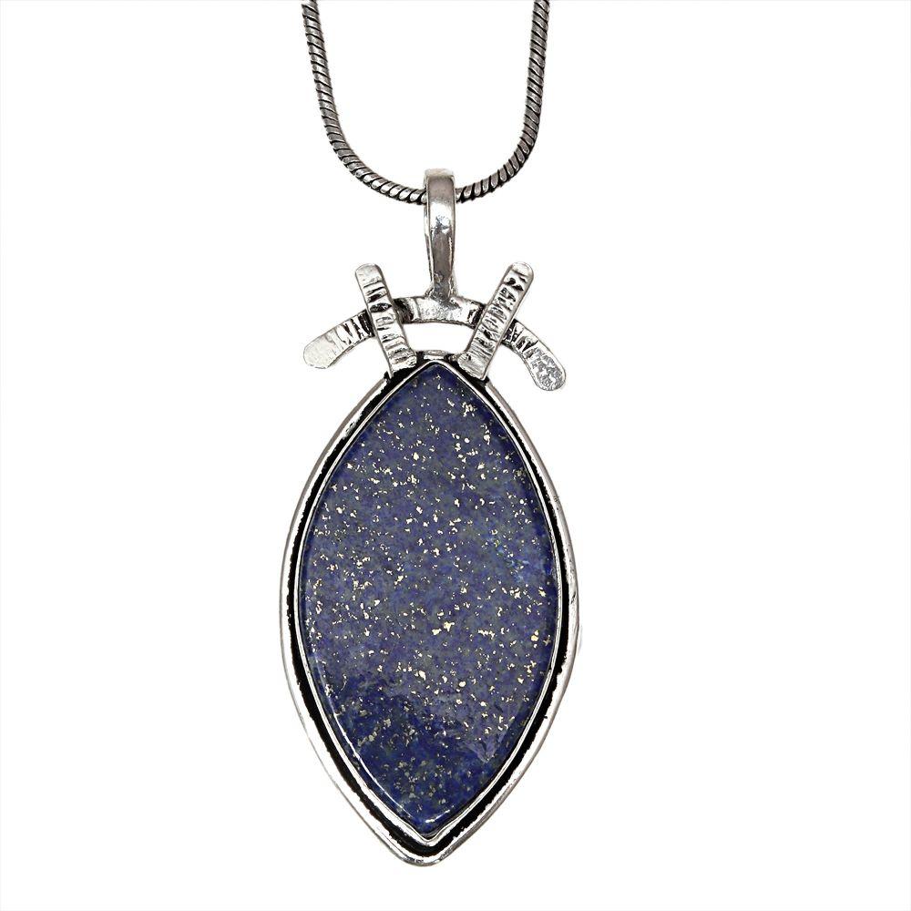 

Necklace Lazuli LapiGemstone Handmade Silver Jewelry 2.25