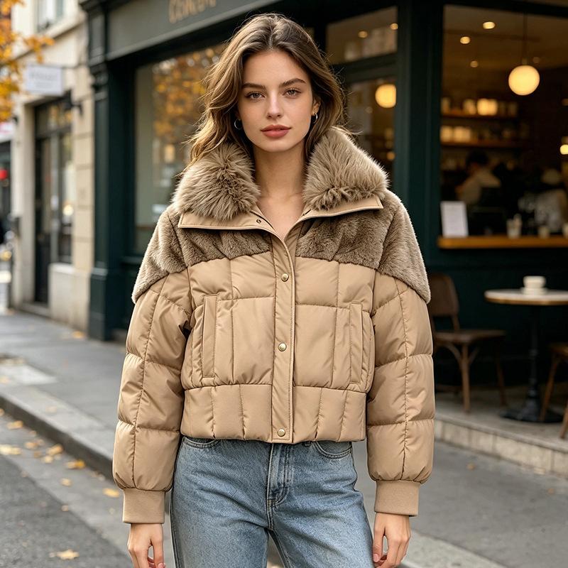 Big fur collar short down cotton clothes women's winter, unique and beautiful winter clothes thickened bread clothes thick coat