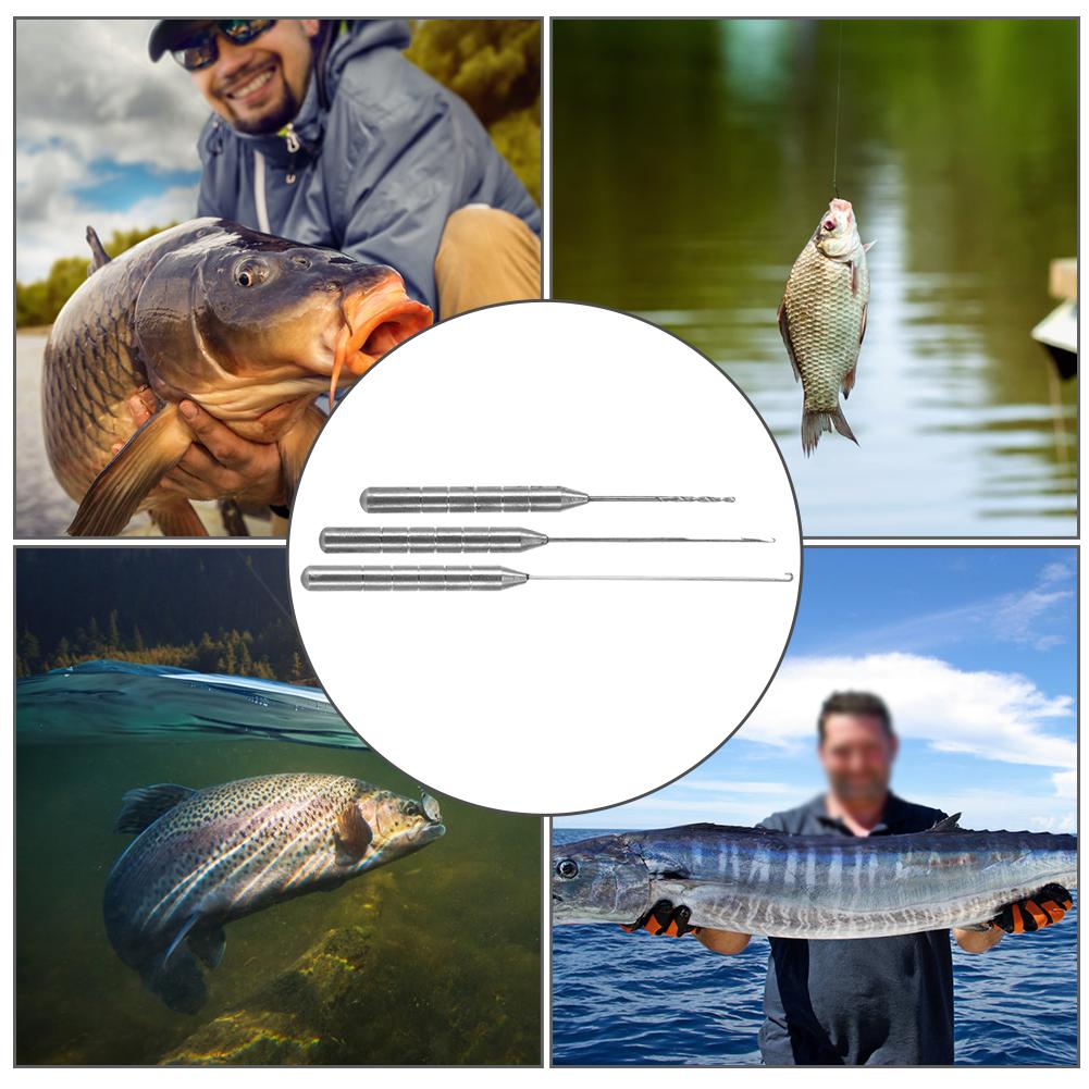 3pcs Stainless Steel Fishing Bait Stringer Drill Needle Portable AntiRust Fishing Tool