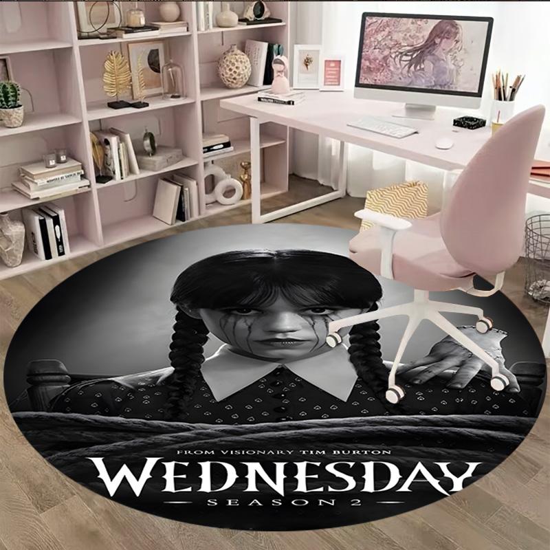 1pc Addams Family Wednesday2 Print Round Carpet Chair Round Carpet Suitable for Bedroom Living Room Home Decorative Carpet