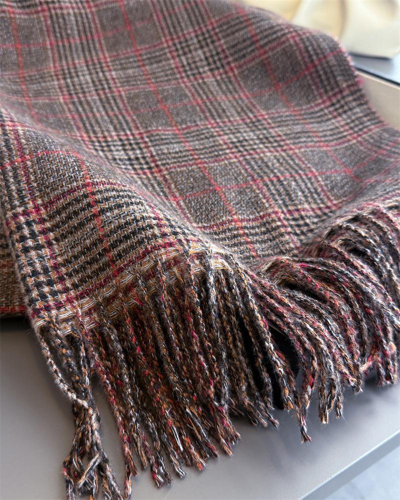 Fashion Scarf Women Cashmere Plaid Tassel Winter Warm Scarves Soft Shawl Wrap Neck Scarf For Ladies Casual Daily Wear Gift