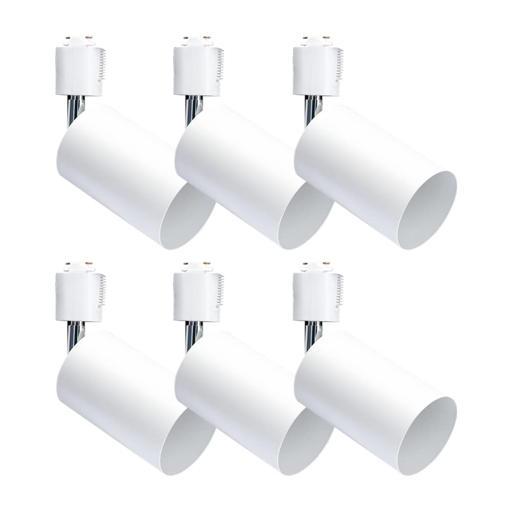 Spotlight Fixture for Duct Rails, Lighting Fixture for Lighting Bars, Rail Light, Spotlight Fixture Only, Bulbs Not Included (Set of 6, White E11)