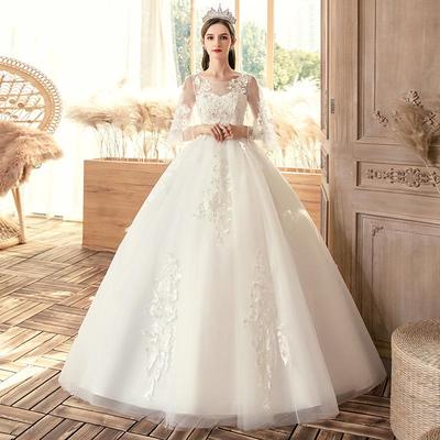 2025 Übergröße schulterfreies Hochzeitskleid - Bodenlang, Armbedeckend, Herbst/Winter-Stil