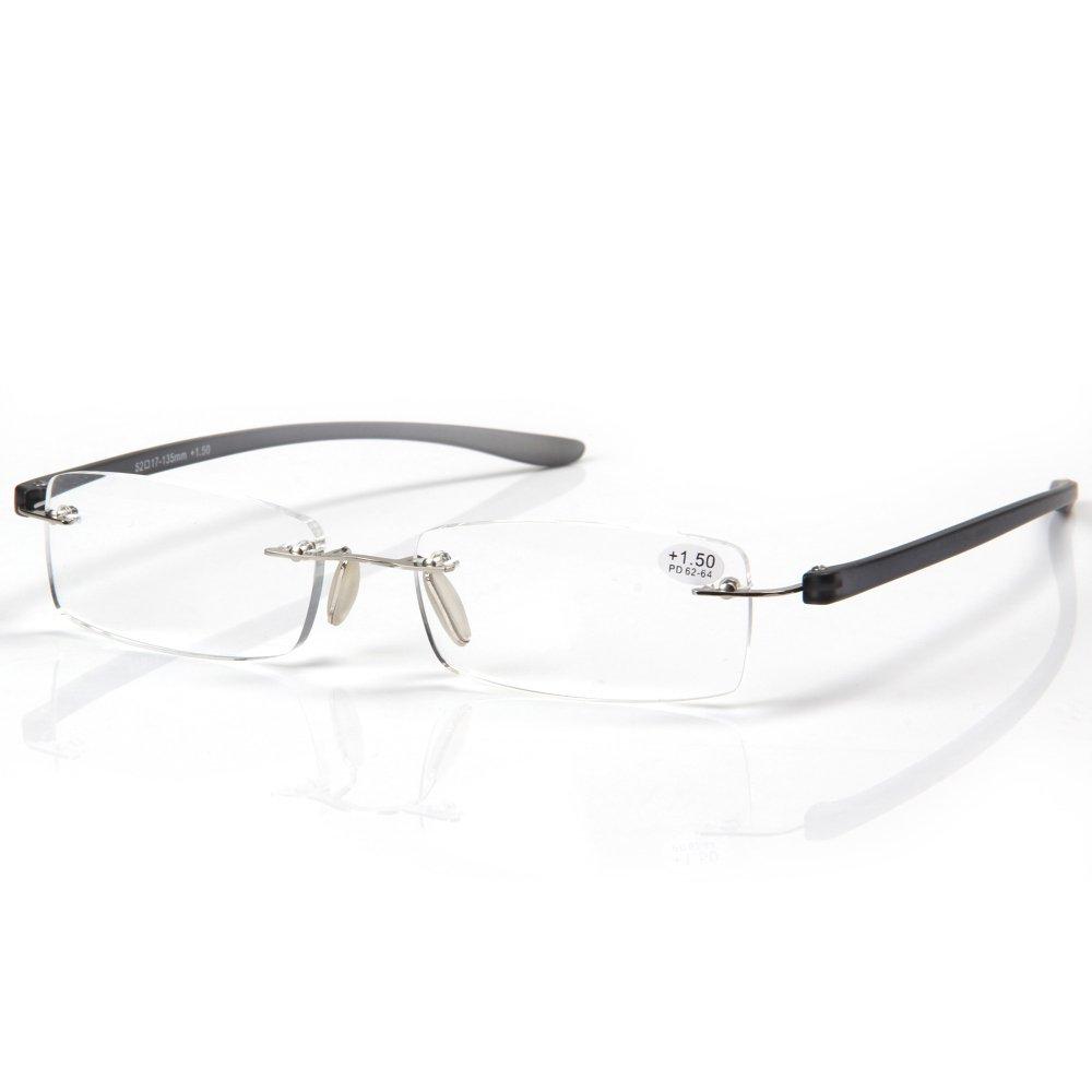 

Yellowrock Rimless Reading Stylish Reading to Power yr0038 Ultra-Lightweight Glasses, Glasses, +1.0 +4.0 Range, (+2.0, Black)