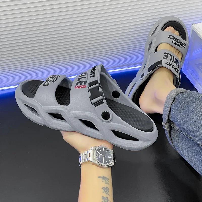 Summer Men Slippers Non-Slip Mens Sandals Outdoor Beach Shoes Soft Casual Shoes Platform House Indoor Shower Bathroom Slippers