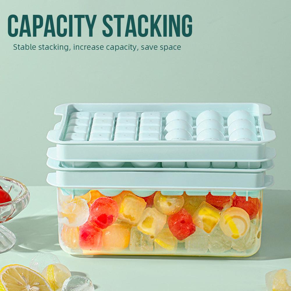 Ice Cube Tray with Lid Ice Mold Ice Cube Ice Ball Storage Container Box With Lid 2 In 1 Tray Maker Set Bar Kitchen Accessories