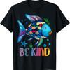 Kids Be Kind Rainbow Scale Fish Teacher Reading Book T-Shirt