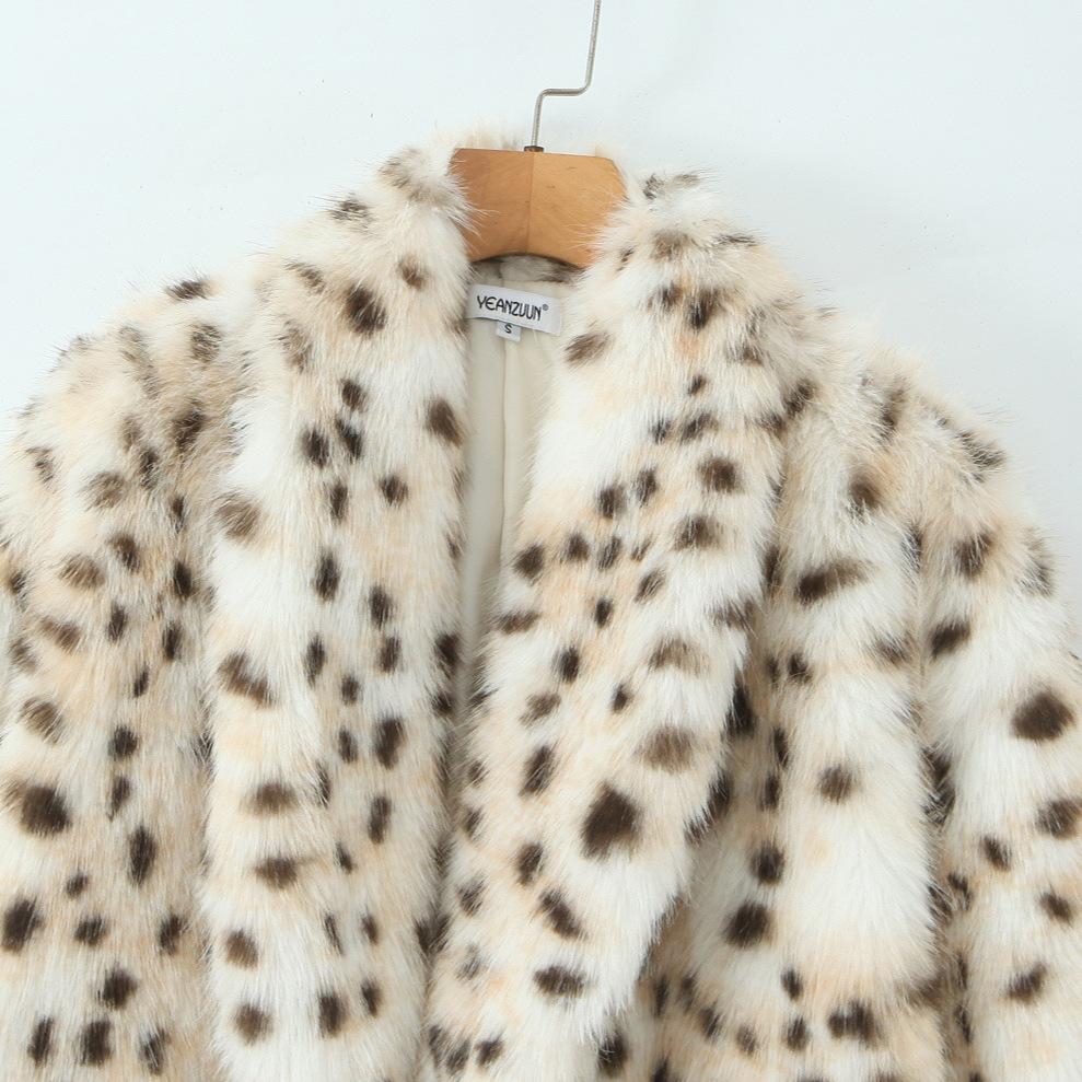 European and American style, new women's clothing, fashionable leopard print fur integrated long Mao Mao coat coat