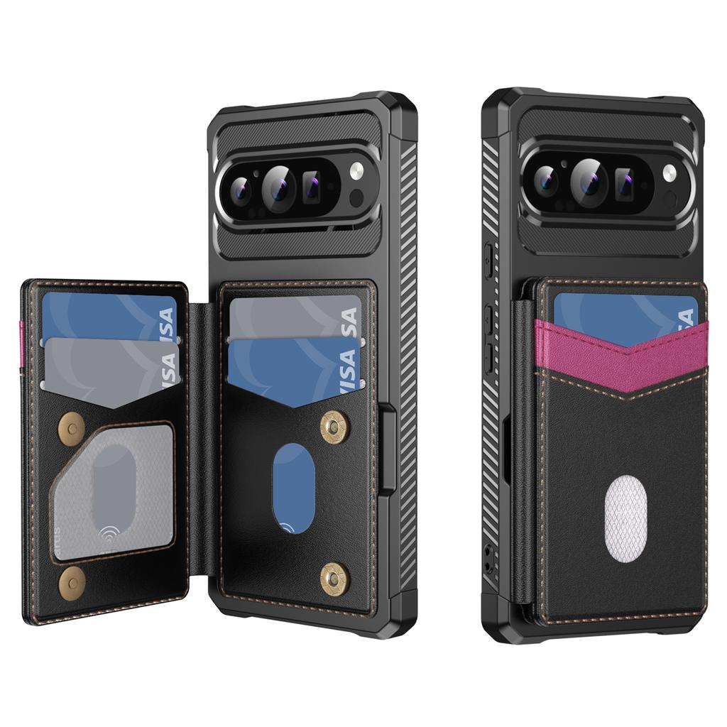 For Google Pixel 10/Pixel 10 Pro Case RFID Blocking Card Slot Kickstand Leather + TPU Phone Cover