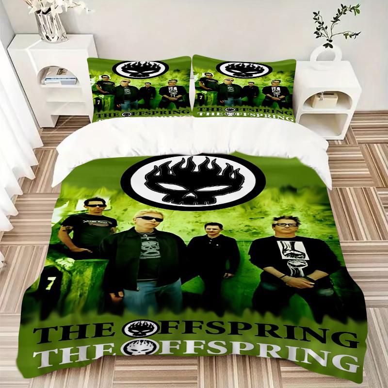 3Pcs Skull Flames Band Bedding Set Soft Fabric Duvet Cover Pillowcases Home Christmas Xmas Halloween Gift 1 Duvet Cover 2 Pillowcase G141