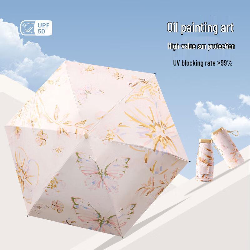 

SYA-S UD Compact Oil Painting Dual-Use Umbrella 6-rib Full Shading Random Color