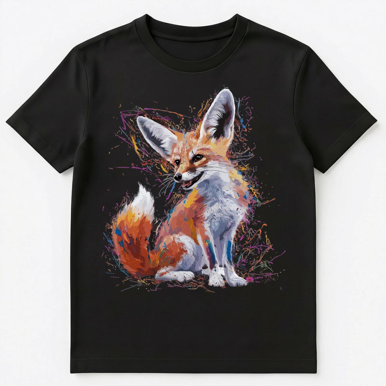

Colorful Paint Splash Fennec Fox Art Graphic Unisex T-Shirt 3XL