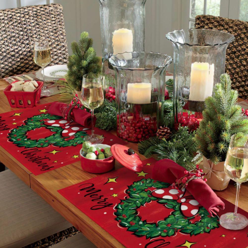 4pcs Non Slip Table Mat Rectangular Tableware Pad Household Christmas Placemat  Festival