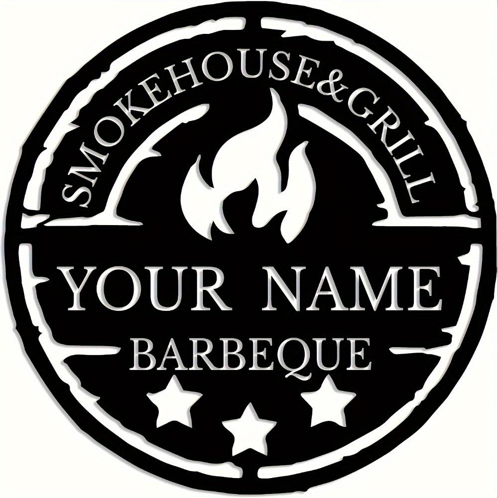 Distinct Personalized Retro Metal BBQ Sign Custom Name Grill Master Flame Star Wall Decor Outdoor