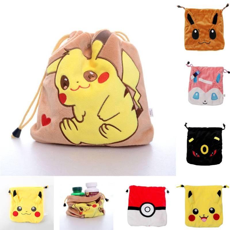 Eevee Sylveon Pikachu Umbreon Soft Drawstring Storage Supplies Bags