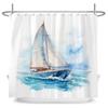Nordic style Ocean Sailboat Print Fabric Waterproof Shower Curtain with Hooks For Bathtub Bathroom Screens Home Decor Wall Cloth