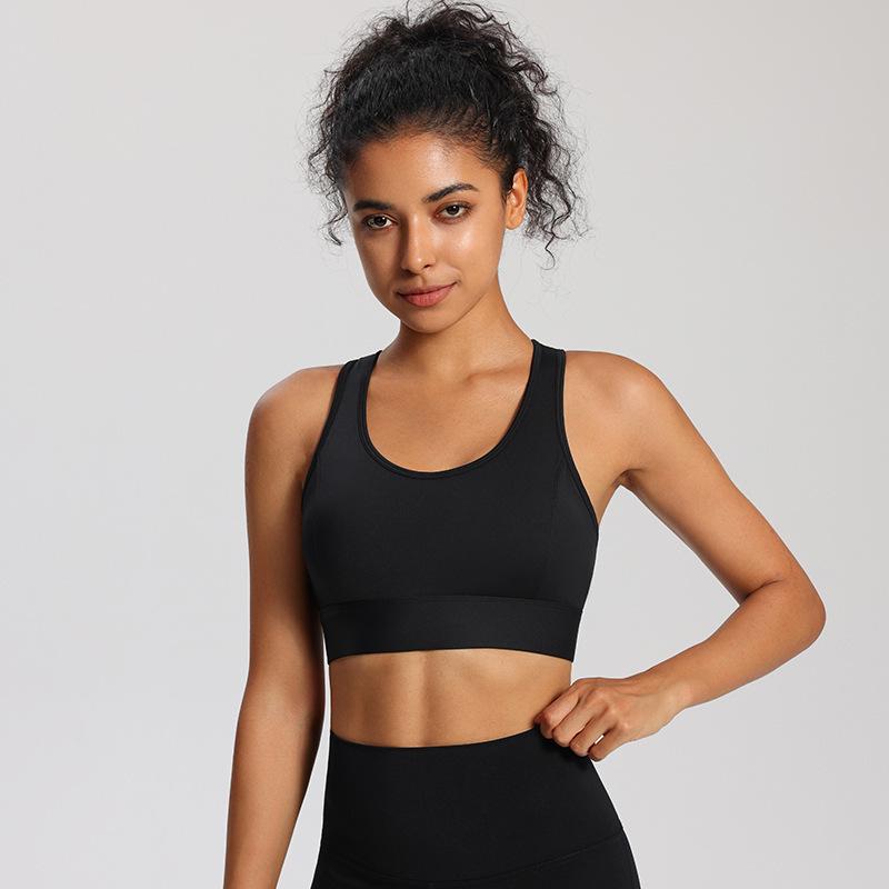 Women s Shockproof High-Intensity Sports Bra with Fixed Cups for Running, Yoga, and Fitness Medium