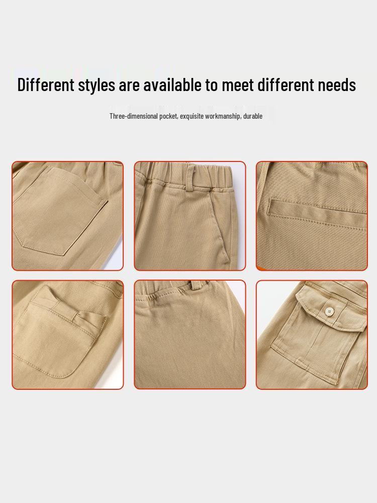Khaki School Uniform Pants for Primary and Middle School: Boys' Spring/Autumn Cotton Casual Pants & Girls' Stretch Cotton Long Pants