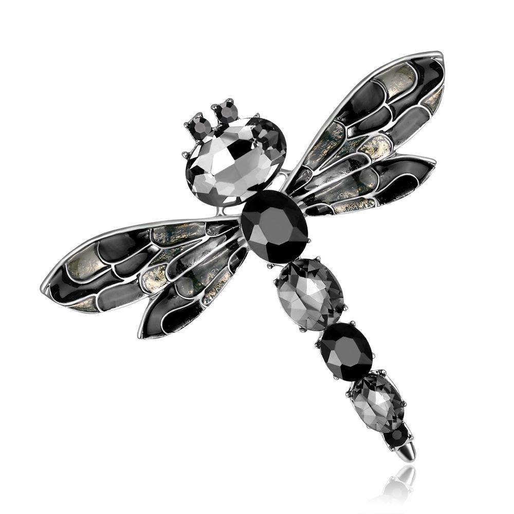 Broche Feminino Elegante Estilo Vintage Libélula Strass Coloridos Forma de Animal Alfinete de Lapela