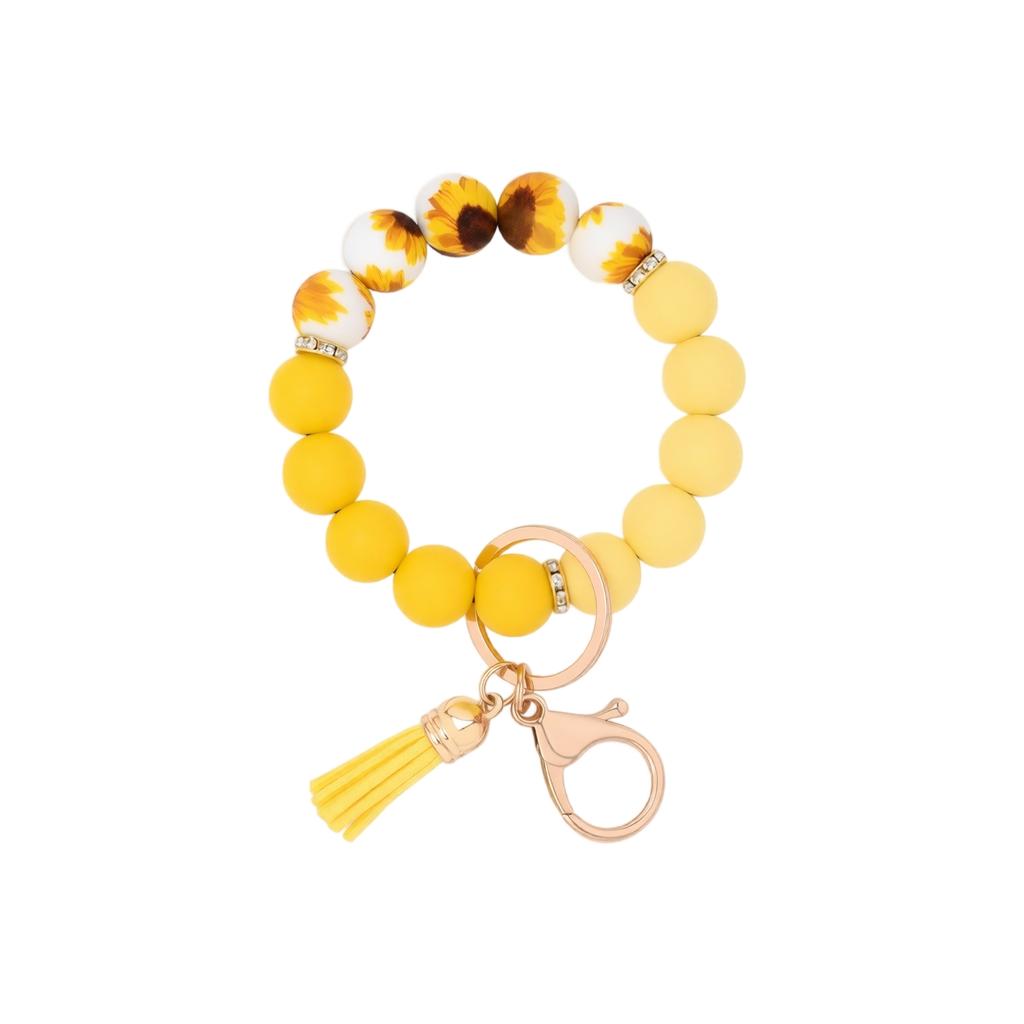 Silicone Keychain Bracelet - Flower Shaped Wristlet Key Holder for Keys, Bag, Purse
