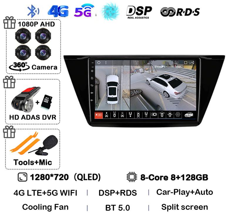 Android 14 WIFI 4G Carplay For Volkswagen TOURAN 2016 2017 2018 Auto Car Radio Multimedia Stereo Video Player GPS Navigation DSP