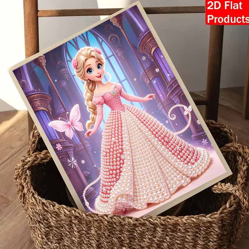 Disney Princess Pearl Painting Kit Handmade DIY Home Decoration Painting Elegant Dress Butterfly Motif Wall Art Craft Supplies