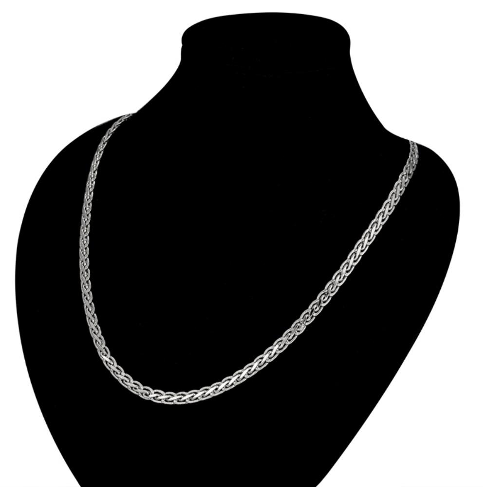 4MM Men Stainless Steel Long Foxtail Weaving Chain Necklace Silver Gold Plated Woman's Choker Jewelry Necklace for Women