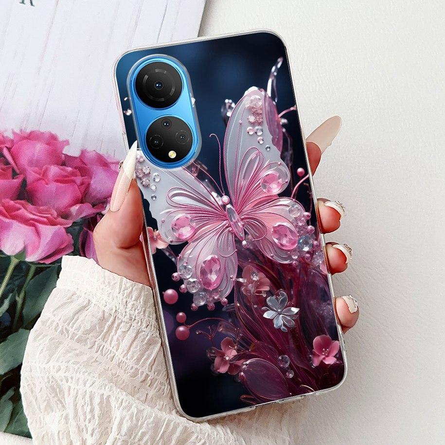 For Honor X7 2022 Case CMA-LX2 CMA-LX1 CMA-LX3 Shockproof Cover Fashion Butterfly Soft Phone Case For HonorX7 X 7 HonorX7 Bumper