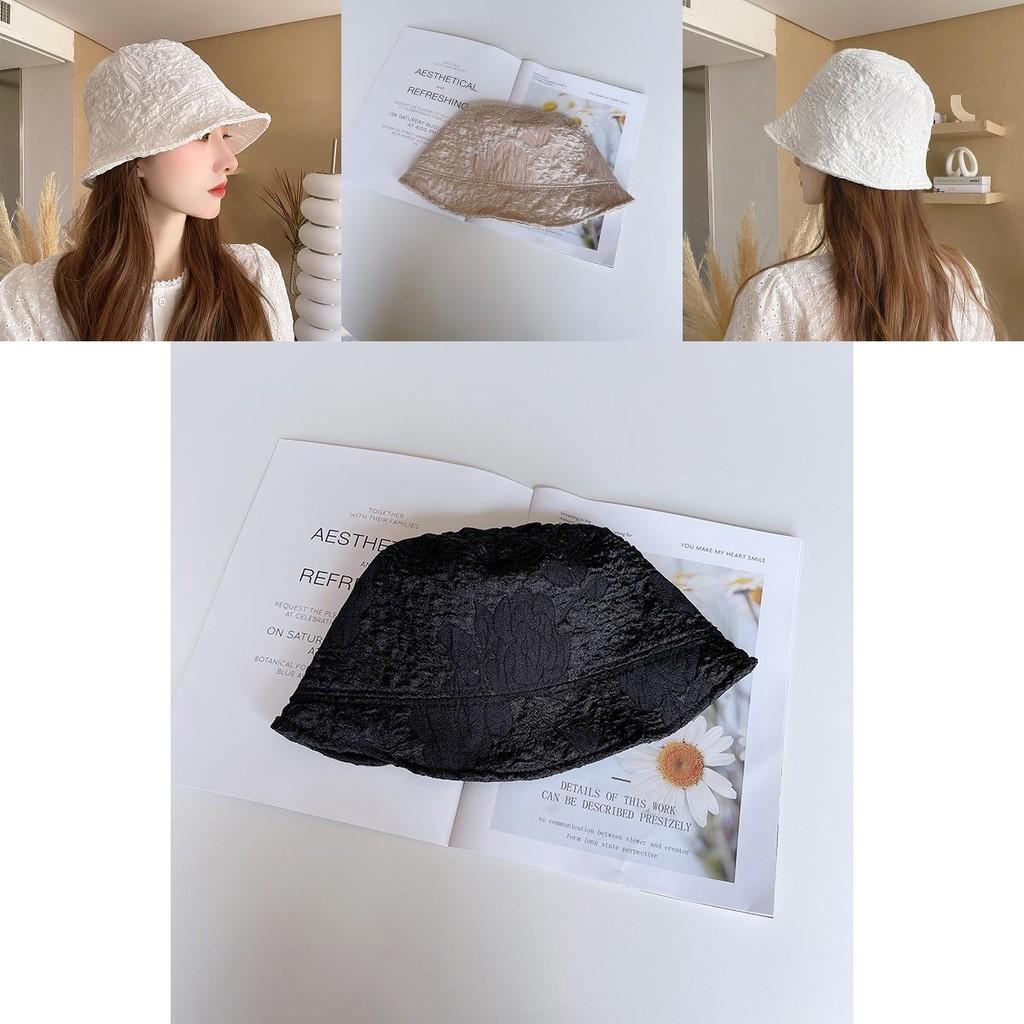 Fashionable Womens Wrinkled Bucket Hat Uv Protection Breathable Fabric