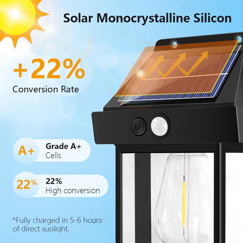 2000LM Solar Outdoor Lights Smart Sensor Wall Lamp Balcony Garden Decoration Outdoor Mood Light Solar Night Decorative Lamp