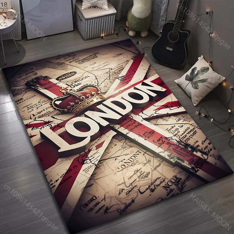 Vintage London Stadskarta Tryck Matta för Vardagsrum Sovrum Sängsida Soffa Golvmatta Modern Heminredning Områdesmatta Stor Storlek