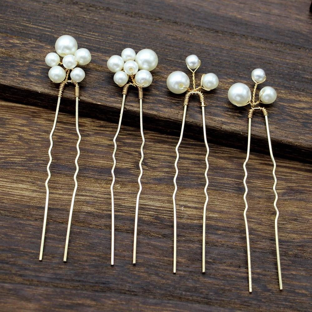 Silver Bride Hair Pins Gold Hair Fork Vintage Wedding Headwear Headpiece