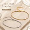 Zirkonia Tennis-Fußkettchen für Damen Edelstahl 18K Gold Plated CZ Fußkette Layering Sommer Anlaufgeschützt Wasserdicht