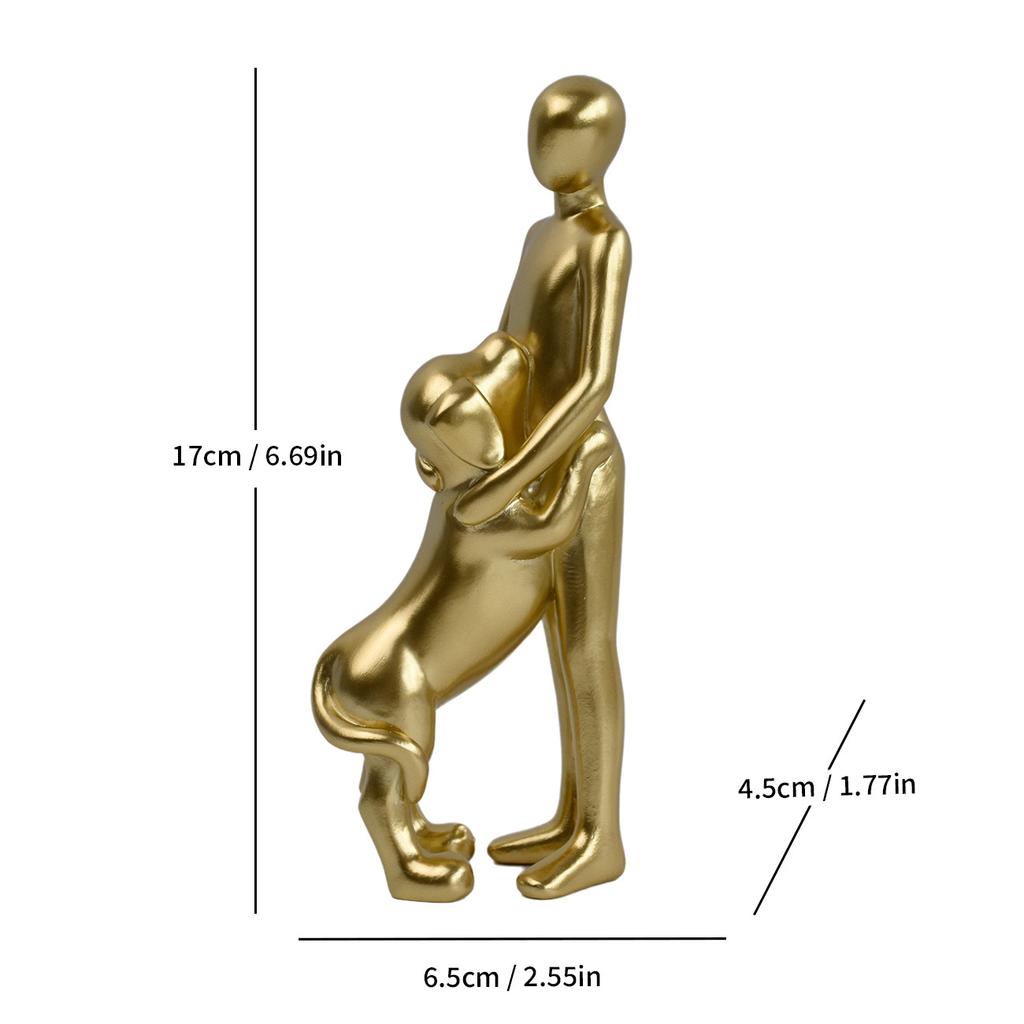 Pet Sculpture Home Decor Cute Man and Dog Statue Decoration Office Living Room Bedroom Home Memory Gifts for Pet Lovers