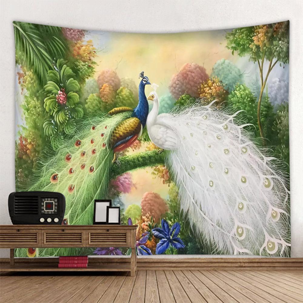 Tapestry Wall Hanging, Peacocks, Flowers, Forests, Bohemia, Aesthetics, Room Decoration, Wall Decoration, Blankets, Bed Sheets