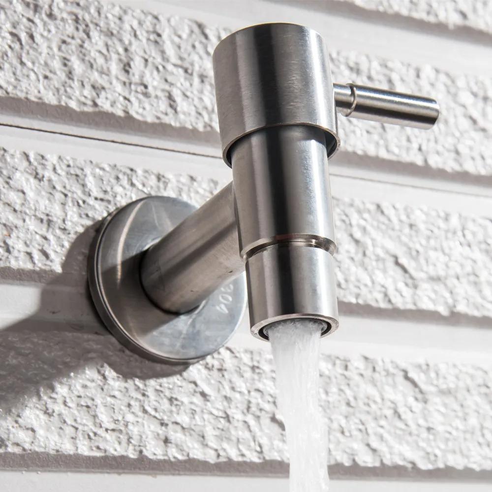 Wall Mounted Garden Bibcock 304 Stainless Steel Washbasin Water Tap Washing Machine Faucet Balcony