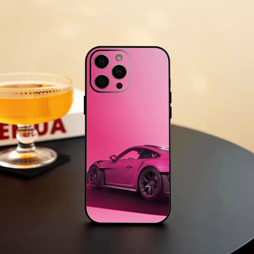 Pink S-Sports C-Car Rear Pattern   Phone Case Silicone Soft For IPhone 17 16 15 14 13 12 11 X XR Plus Pro Max Plus