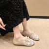 Fashion Summer Women Hollow Out Mesh Breathable Loafers Shoes Ladies Korean Lace Slip On Beige Fats Shoes Zapatos De Mujer New 2025