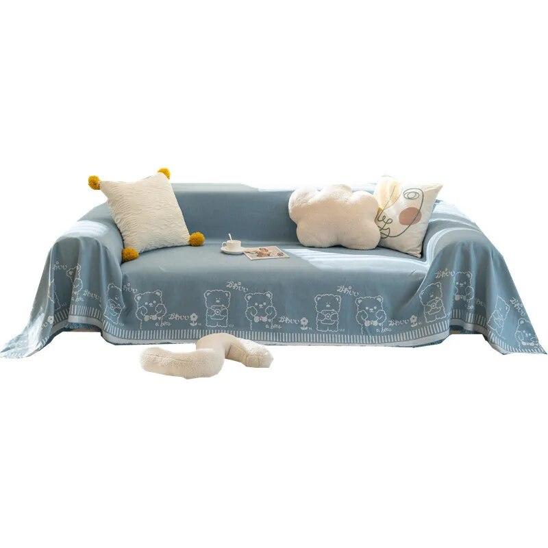 New Soild Color Sofa Covers Towel Soft Cute Cartoon Cover for Living Room Bay Window Pad L-shaped Sofa Decor
