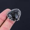 Daughters Day Sale Sterling Silver Black Fossil Coral Stone Promise Ring US 7.5