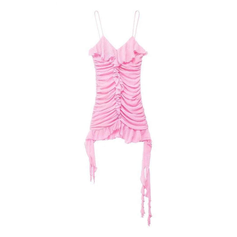 European American Women s Clothing Summer Sexy Hot Girl Slim Short Suspender Dress S розовый